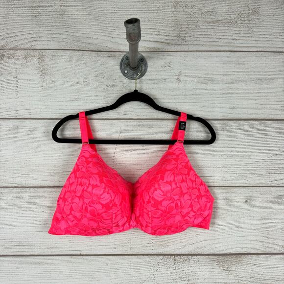 torrid Other - Torrid Plus Size Dream Neon Coral Lace Wire Free Back Smoothing Bra Size 44C